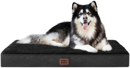 EHEYCIGA Orthopedic Dog Bed Large with Removable Washable Cover, 47IN Black