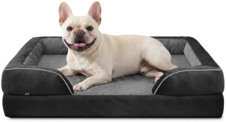 INVENHO Orthopedic Medium Dog Dogs, Egg-Crate Foam Dog Couch with Washable Removable Cover, Waterproof Lining and Nonskid Bottom