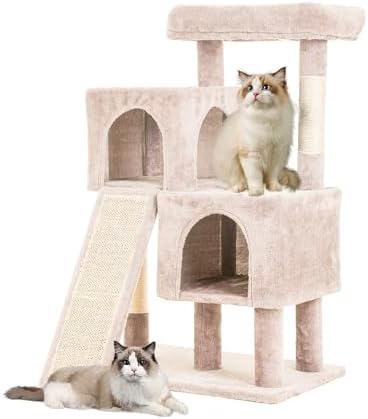 FDW | 36" Cat Tree Tower | Beige | Sturdy Multi-Level Cat Tree