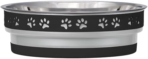 Loving Pets Corsa Dog Bowls- Stainless Steel Dog & Cat Bowls - Spill Proof Dog Food Bowl, Cat Bowl, Puppy Essentials & Pet Supplies Great for Home & Travel (Large 35-65 lbs, Stealth Black)
