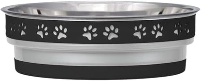 Loving Pets Corsa Dog Bowls- Stainless Steel Dog & Cat Bowls - Spill Proof Dog Food Bowl, Cat Bowl, Puppy Essentials & Pet Supplies Great for Home & Travel (Large 35-65 lbs, Stealth Black)