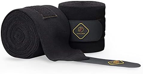 Kavallerie Elastic Fleece Bandages for Horses, Non- Slip and Snug fit Breathable Material for Injury Protection and Superior Legs Support, Stocking up Solution - Black - (2 Units Per Pack)