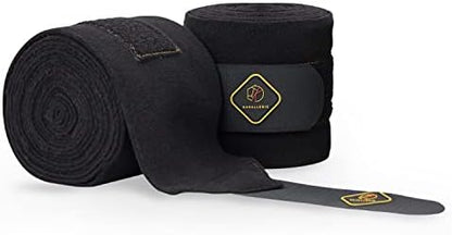 Kavallerie Elastic Fleece Bandages for Horses, Non- Slip and Snug fit Breathable Material for Injury Protection and Superior Legs Support, Stocking up Solution - Black - (2 Units Per Pack)