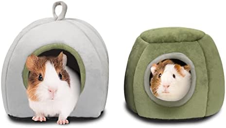 YUEPET Guinea Pig Bed 2 Pack,Warm Guinea Pig House, Stump & Yurt