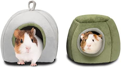 YUEPET Guinea Pig Bed 2 Pack,Warm Guinea Pig House, Stump & Yurt