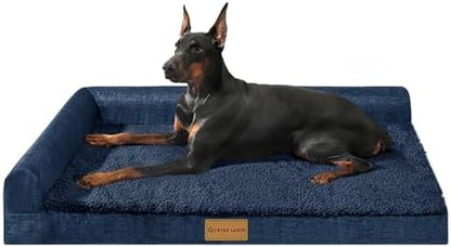 Patas Lague Orthopedic Large Dog Bed Washable Pet Sofa Bed 48X30 Navy Blue