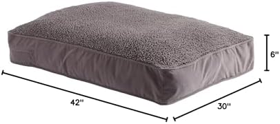 South Pine Porch Buddy Reversible Rectangle Pillow Style Microfiber and Sherpa Dog Bed with Removable, Machine-Washable Cover, Gray Sherpa, Medium (42 in. x 30 in.)