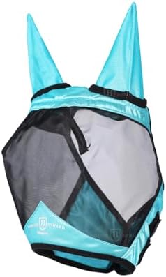 Harrison Howard Horse Fly Mask with Ears, Half Face Fly Mask for Horses, UV Protection, Large Eye Space Teal M