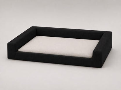 Mini Cloud Bed - Removable and Washable Covers - Upholstered Minimalist Modern Luxury - Toddler Baby Pet Dog Cat Nursery (Black, Medium)