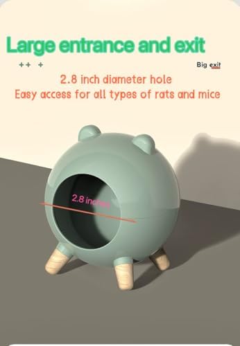 TUTU&LELE Hamster Hideout Space Elf Nest, Tiny House Bed with Round Plush Pad for Hamsters, Mice, Gerbils to Sleep & Play (Green)