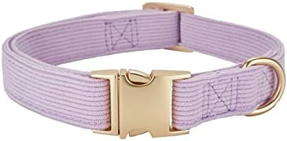 Soft Corduroy Fibric Dog Collar with High Grade Metal Buckle, for Medium Dogs.(Purple,Medium:12-19")