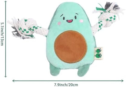 Green Sheep Puppy Plush Dog Toy, No Stuffing Squeaky Toy with Recycled Cotton Rope for Teething, Comfort and Gentle Play, Small Dogs and Puppies, Chew Toy, Avacado