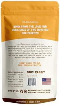 Smart Cookie Single Ingredient Rabbit Jerky Dog Treats - Training Treat Strips for Dogs and Puppies with Allergies, Sensitive Stomachs - Dehydrated, 100% Meat, Grain Free, Made in USA - 3oz, Pack of 1