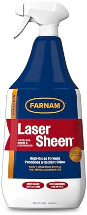 Farnam Laser Sheen Dazzling Shine and Detangler for Horses, 32 oz Spray