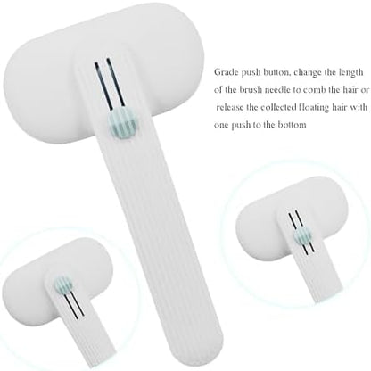 Self Cleaning Slicker Brush for Dogs & Cats - Deshedding Brush with Adjustable Release Button, Gentle Massaging Grooming Tool for Long & Short Haired Pets