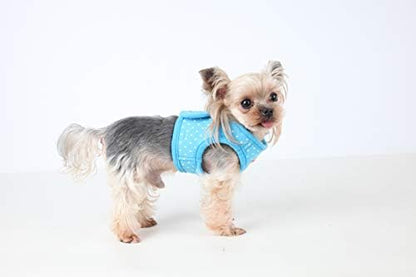 Puppia Dotty Step-in Vest Dog Harness No Pull No Choke Easy Wear Training Walking for Small Dog, Medium, Sky Blue