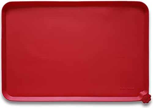 Hoki Found X-Large Silicone Non Slip Pet Feeding Mats - Waterproof Dog Cat Food Mats for Carpet - Classic Red