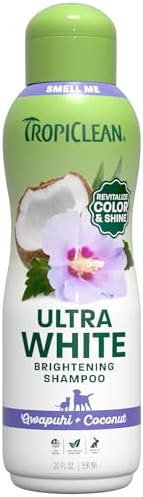 TropiClean Whitening Dog Shampoo, Ultra White Brightening Formula, 20oz