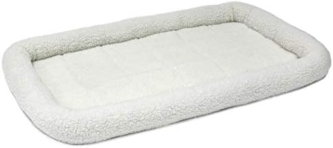 MidWest Homes for Pets QuietTime Dog Bed - White Fleece Bolster, Ultra-Soft and Machine Washable, Fits 48-Inch Crates and Carriers, for Extra-Large Breed Dogs