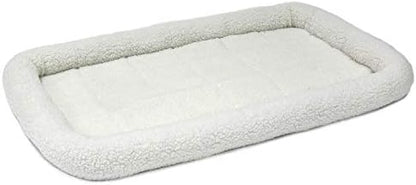 MidWest Homes for Pets QuietTime Dog Bed - White Fleece Bolster, Ultra-Soft and Machine Washable, Fits 48-Inch Crates and Carriers, for Extra-Large Breed Dogs