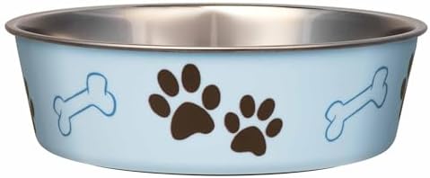 Loving Pets Bella Dog Bowls- Stainless Steel Dog & Cat Bowls - Spill Proof Dog Food Bowl, Cat Bowl, Puppy Essentials & Pet Supplies Great for Home & Travel (X-Large 65-100lbs, Murano Blue)