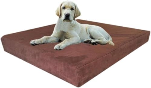 Dogbed4less Orthopedic Gel Memory Foam Pet Dog Bed, Waterproof Liner with External Microsuede Cover and Bonus Antislip Cover (Microsuede Gray, 55"X37"X4" Inches)