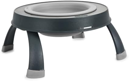 Dexas Pets Elevated Pet Feeder, Small, 1.5 Cup Capacity, Light Gray, Raised Pet Food and Water Bowl