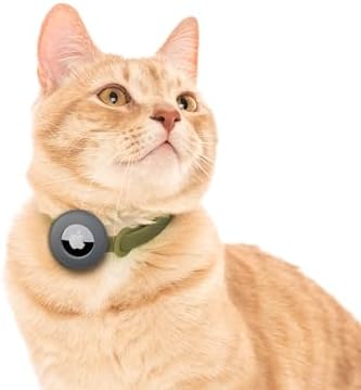 Airtag Silicone Cat Collar - Soft, Comfortable, and Lightweight Breakaway Collar with Air Tag GPS Tracker Holder for Outdoor Cats and Sensitive Skin Kittens by Nuvuq (6 ⅞" to 10 ¼", Green)