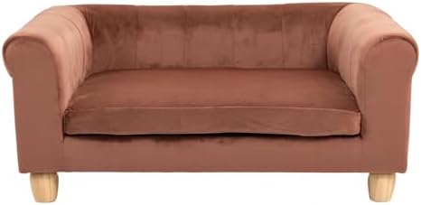 CRITTER SITTERS 33” Faux Suede Ped Bed in Brown, Durable Washable Sofa Couch for Small & Medium Cats & Dogs, Must Have Accessory for Yorkies, Shih Tzus & Frenchies, Kitten & Puppy Essential Furniture