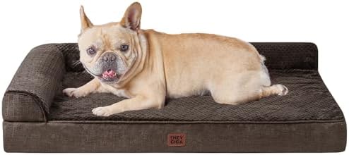 EHEYCIGA Orthopedic Dog Bed Medium Size Dogs, Memory Foam Dog Bed with Washable Removable Cover, Waterproof Pet Sofa Couch for Crate with Nonskid Bottom, 30x20x6,Brown