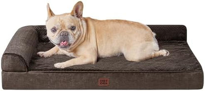 EHEYCIGA Orthopedic Dog Bed Medium Size Dogs, Memory Foam Dog Bed with Washable Removable Cover, Waterproof Pet Sofa Couch for Crate with Nonskid Bottom, 30x20x6,Brown