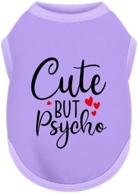 Stylish Dog Clothes: Expressive Cotton Puppy Shirt Vest for Small and Medium Dogs, Featuring 'Cute but Psycho' Slogan Print - Perfect for Showing Off Your Pet's Unique Style! Purple 4XL