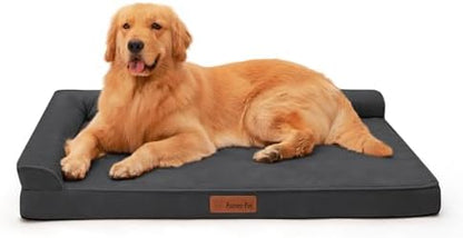 Rainmr Microsuede Dog Bed for Small & Medium Dogs - Orthopedic Dog Bed with Removable Washable Cover, Memory Foam Pet Bed Mat, 44x32 Inches, Dark Grey