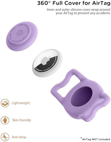 IP68 Waterproof Dog AirTag Holder for Dog Collar, Soft, Stretchy Silicone