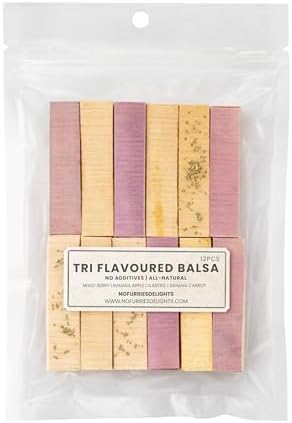 Chews, 100% All Natural Flavoured Balsa Wood for Rabbit Hamster Guinea Pig Chinchilla Pet Rat Mice Gerbil Bird, Healthy Enrichment Boredom Buster Molar Chew Toy 12pcs