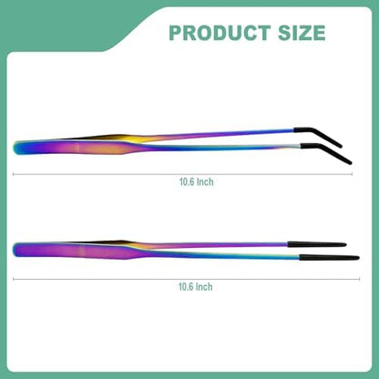 Syn-zer Reptile Feeding Tongs, 10.6" Straight & Curved (Multicolor)
