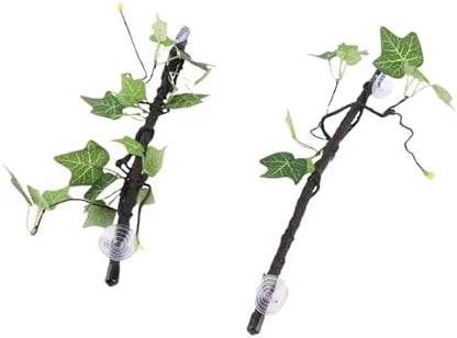 Reptile Corner Branch, 2 pcs Plastic Strong Durable Imitation Bendable Jungle Climbing Vine Suction Cup Design Flexible Terrarium Plant Decoration for Amphibian Lizard Snake Gecko Bearded Dragon Cage