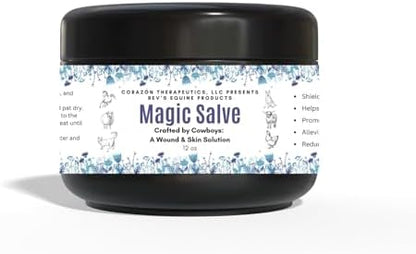 Wound Salve - For Horses, Pets, Livestock & People - Calendula, Shields Abrasions, Stops Infections, Promotes Scabbing, Reduces Inflammation & Scarring, Vet-Approved - Bev's Magic Salve (12 oz)