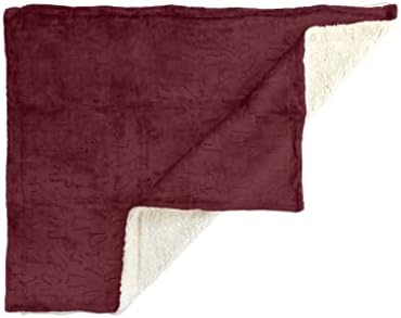 American Kennel Club Premium Velvet Sherpa Pet Blanket Soft and Warm Pet Throw for Dogs & Cats – 40”x30” - Wine