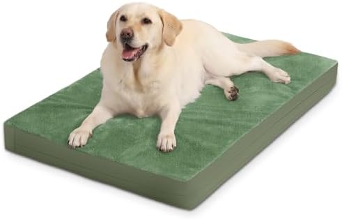XXL Dog Bed Waterproof Washable Outdoor, Large Foam Crate Pad 48" Green