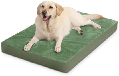 XXL Dog Bed Waterproof Washable Outdoor, Large Foam Crate Pad 48" Green