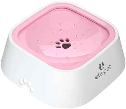 ELS PET Dog Water Bowl 1L, No Spill Travel, No Drip Slow Drink for Cats
