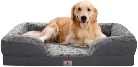 XL Plus Orthopedic Dog Beds Large Sized Dog - Washable Large Dog Cat Bed Waterproof, Comfort Dogs Couch Sofa with Washable Removable Cover, Pet Bed with Nonskid Bottom, 48'', Dark Grey