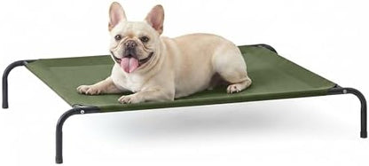 Love's cabin Elevated Cooling Dog Bed for Medium Dogs, Portable Indoor & Outdoor Raised Pet Dog Cat Cot, Durable Summer Frame with Breathable Mesh, Olive Green, 43" x 31.5" x 8"