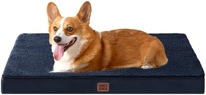 EHEYCIGA Orthopedic Dog Bed Large with Removable Washable Cover, 35IN Navy