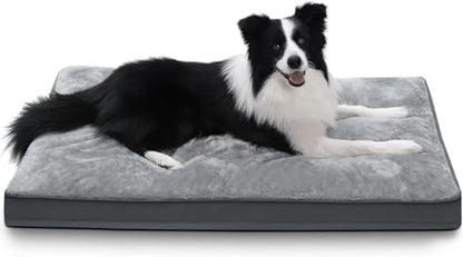 NUPIDA Large Plush Dog Bed for Crate with Washable Cover, 35x22, Grey
