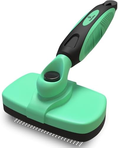 Deshedding Dog Brush for Shedding – Self Clean Cat Brush Deshedding & Grooming Tool for Long Haired and Short Haired Dogs, Slicker Brushes for Dogs, Skin-Friendly, Retractable Bristles, Easy to Clean