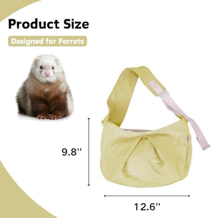 Ferret Sling Carrier, Front Backpack for Ferret Rabbit Puppy Kitten(Yellow)