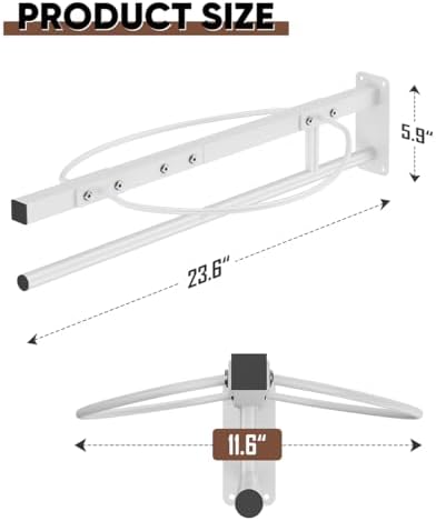 Queension Wall Mounted Saddle Rack with Pad Bar for Horses Saddles, White
