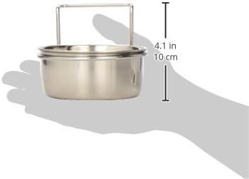 ProSelect Stainless Steel Hanging Pet Food Bowl to Attach to Cage – 5-2/7” x 4-2/7” Size, 3” in Depth, 8-oz. Capacity